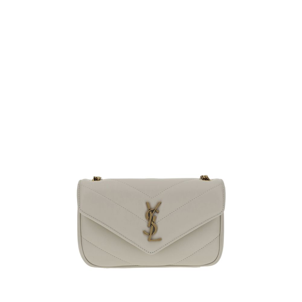 Borsa a Spalla Saint Laurent in Pelle di Agnello Ovis Aries Aries Bianca