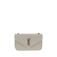 Borsa a Spalla Saint Laurent in Pelle di Agnello Ovis Aries Aries Bianca