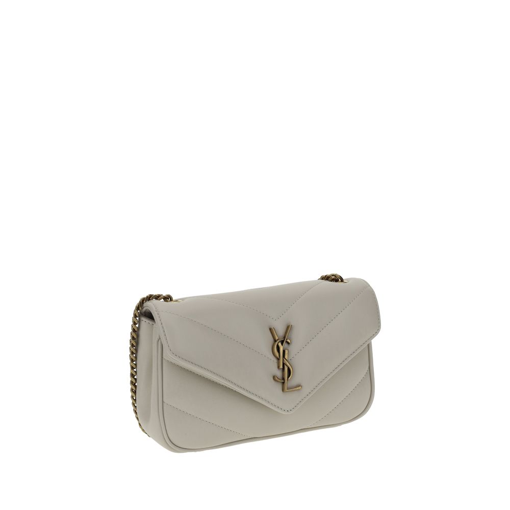 Borsa a Spalla Saint Laurent in Pelle di Agnello Ovis Aries Aries Bianca