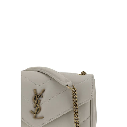 Borsa a Spalla Saint Laurent in Pelle di Agnello Ovis Aries Aries Bianca