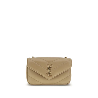 Borsa a Spalla Saint Laurent Beige in Agnello Ovis Aries Aries