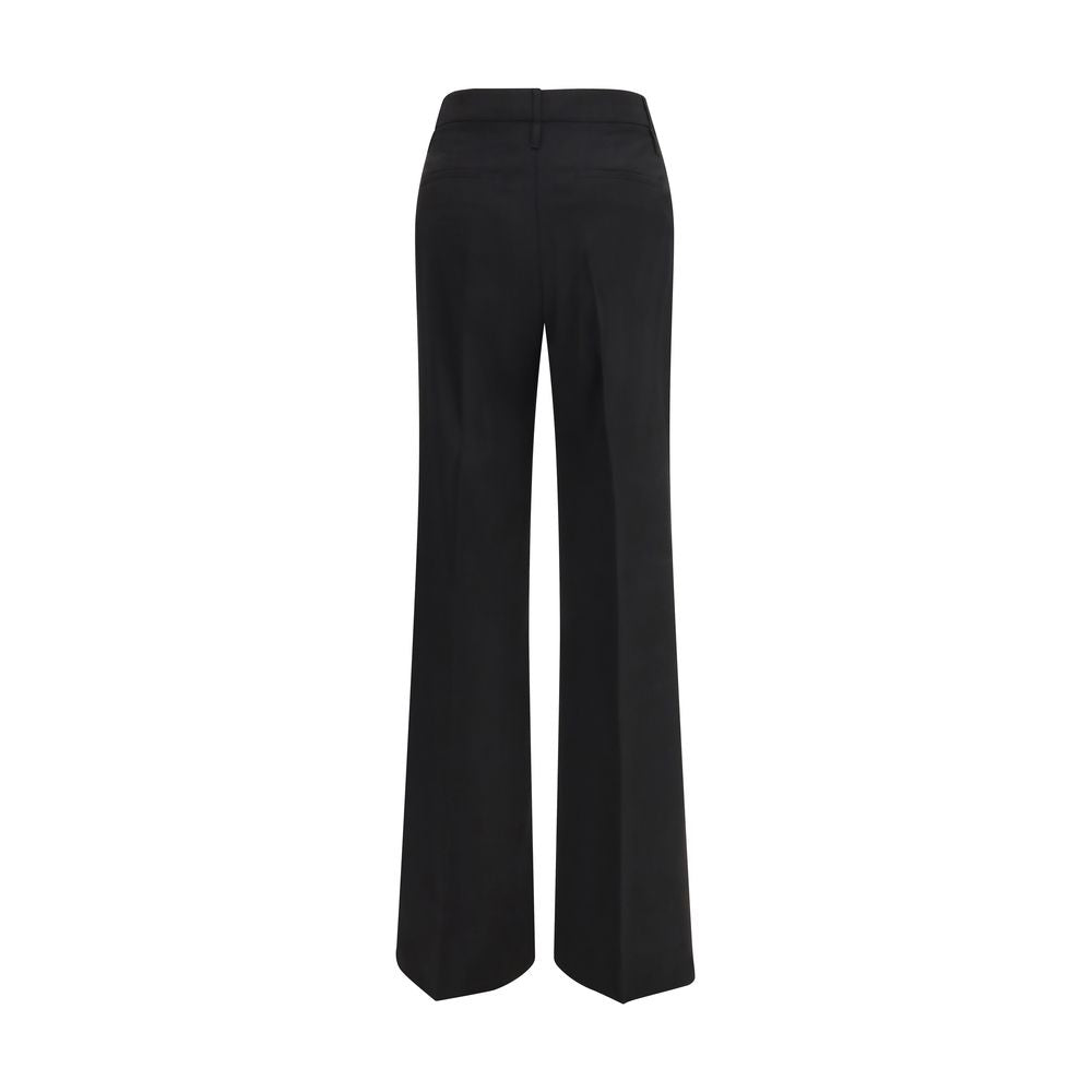 Pantalon évasé en laine polaire noire Max Mara