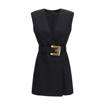 Abito da cocktail Balmain in lana e pile nero