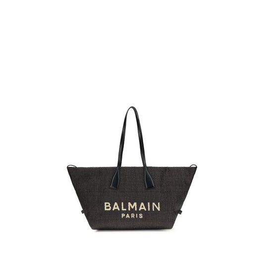 Balmain Borsa a spalla in rafia nera