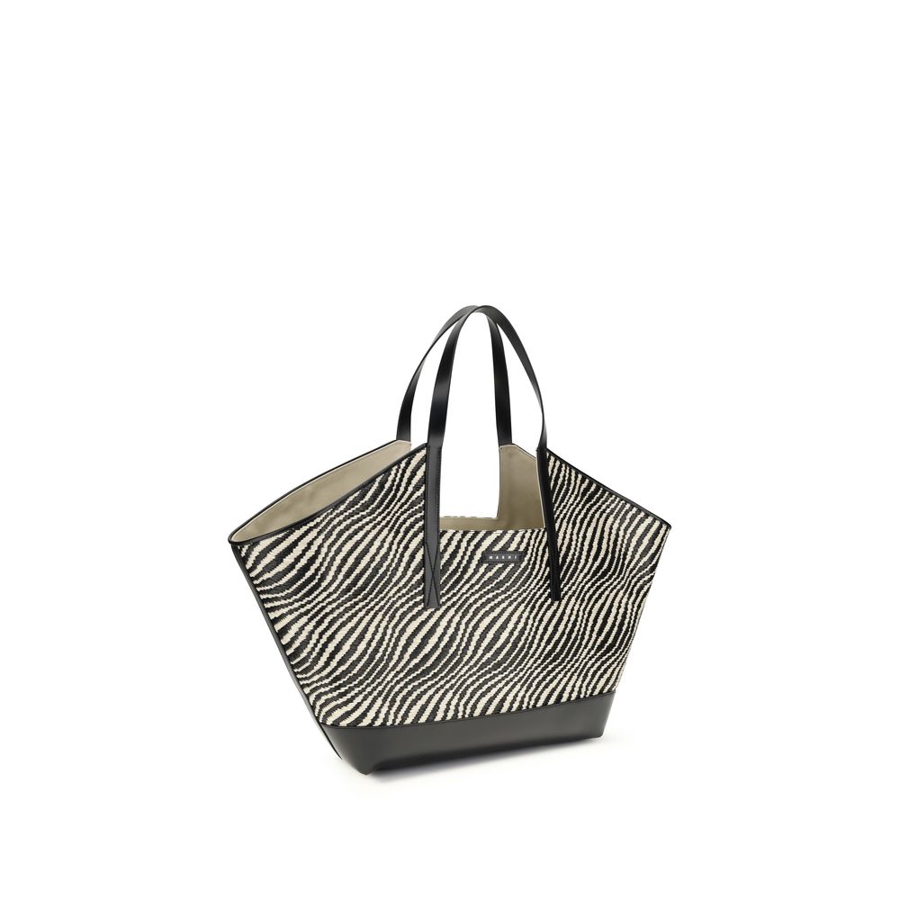 Sac porté épaule en polyamide noir Marni