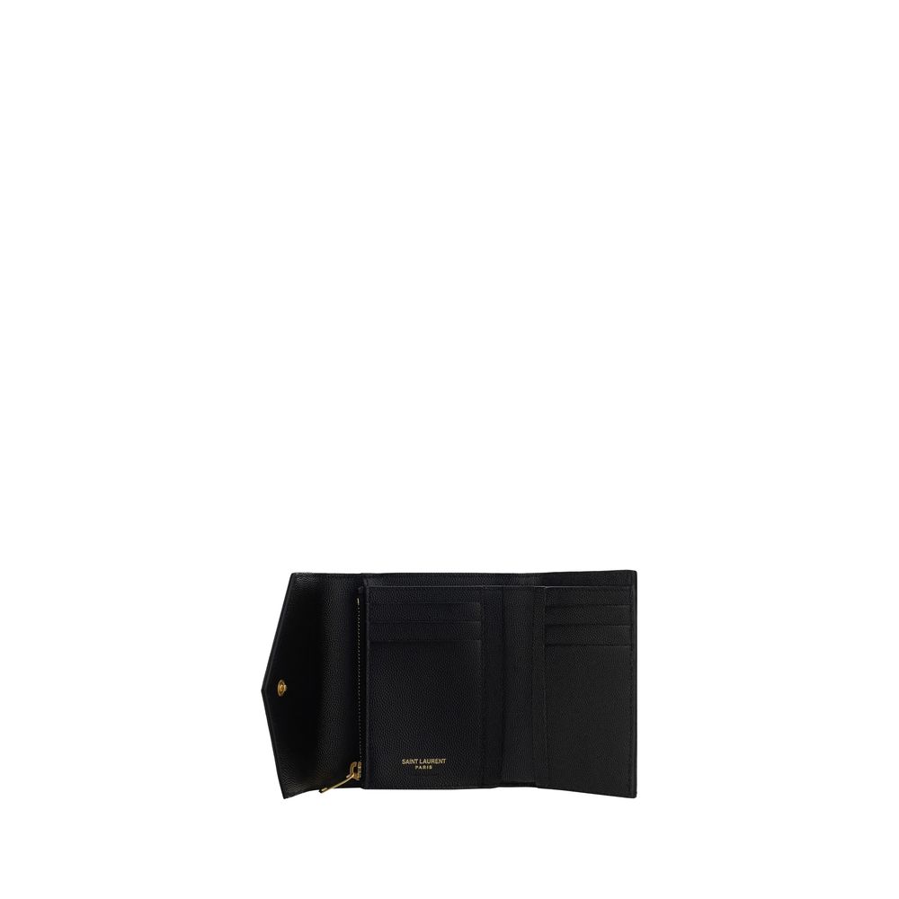Portefeuille Bos Taurus en cuir de veau noir Saint Laurent