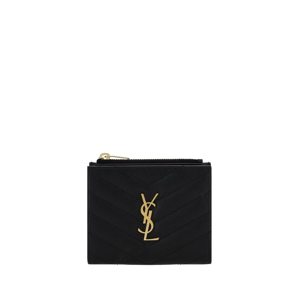Portefeuille Bos Taurus en cuir de veau noir Saint Laurent