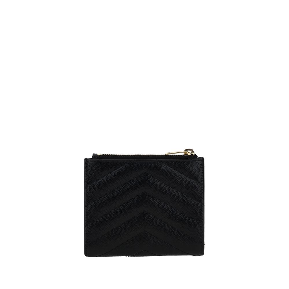 Portefeuille Bos Taurus en cuir de veau noir Saint Laurent