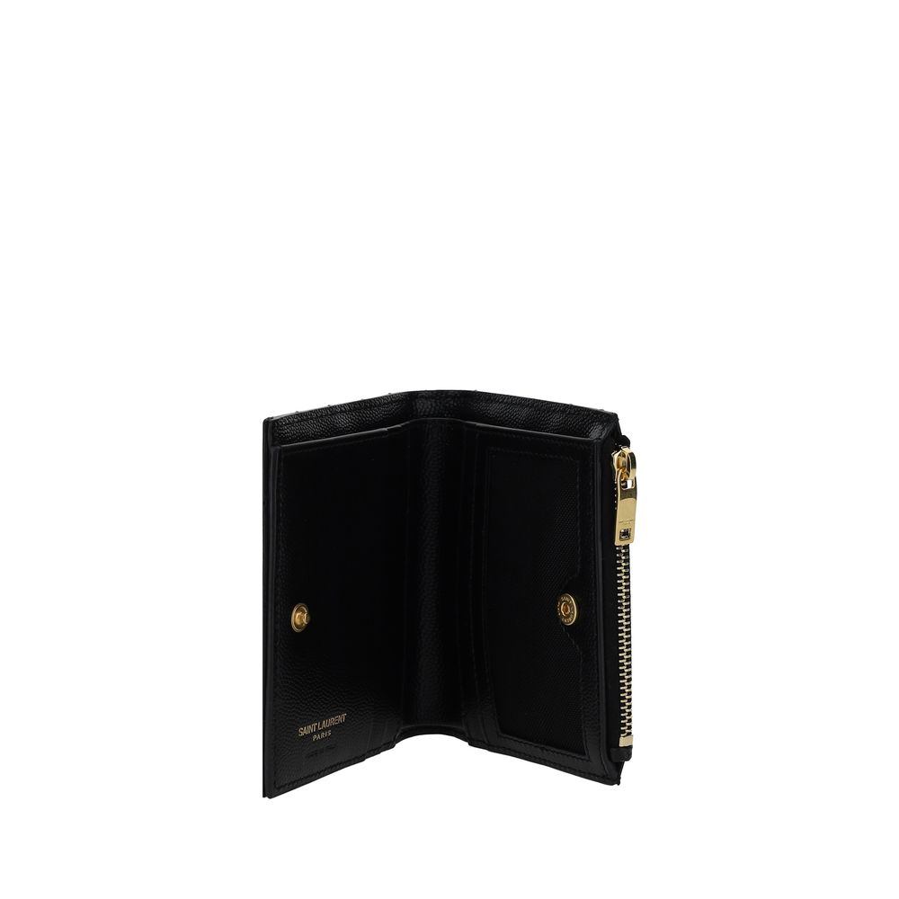 Portefeuille Bos Taurus en cuir de veau noir Saint Laurent
