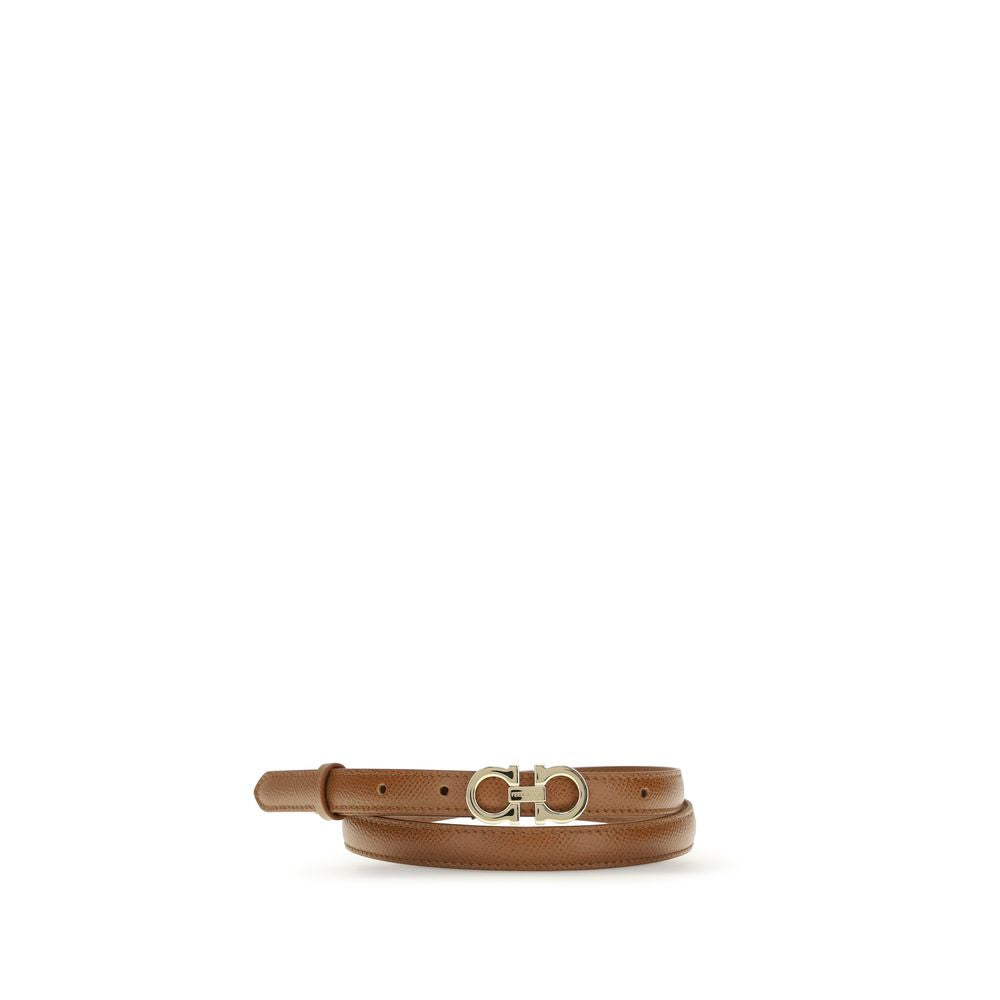 Ceinture Ferragamo fine en cuir de veau beige Bos Taurus