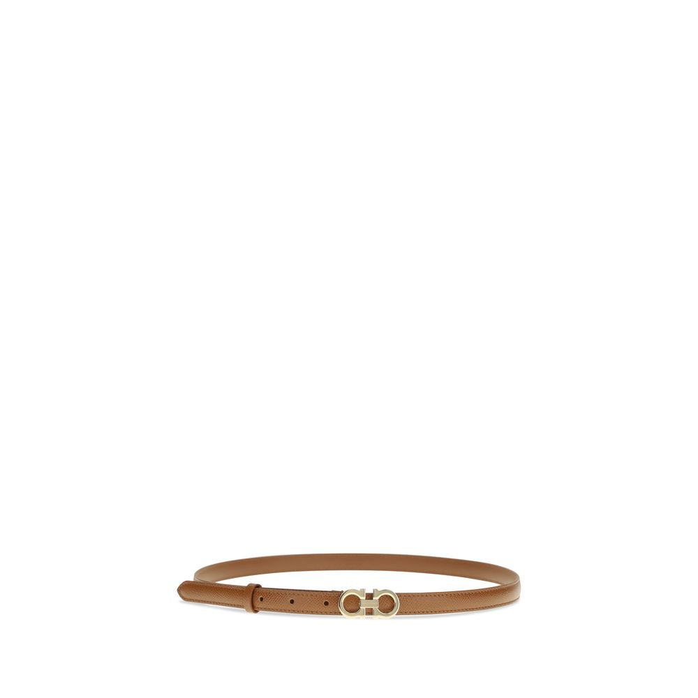 Ceinture Ferragamo fine en cuir de veau beige Bos Taurus