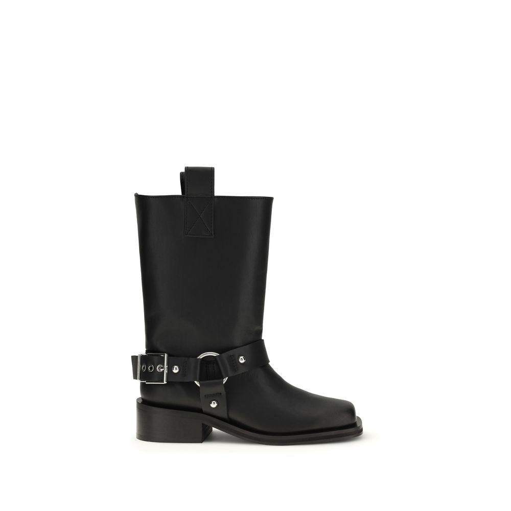 Bottes à lacets Ganni en cuir de veau noir