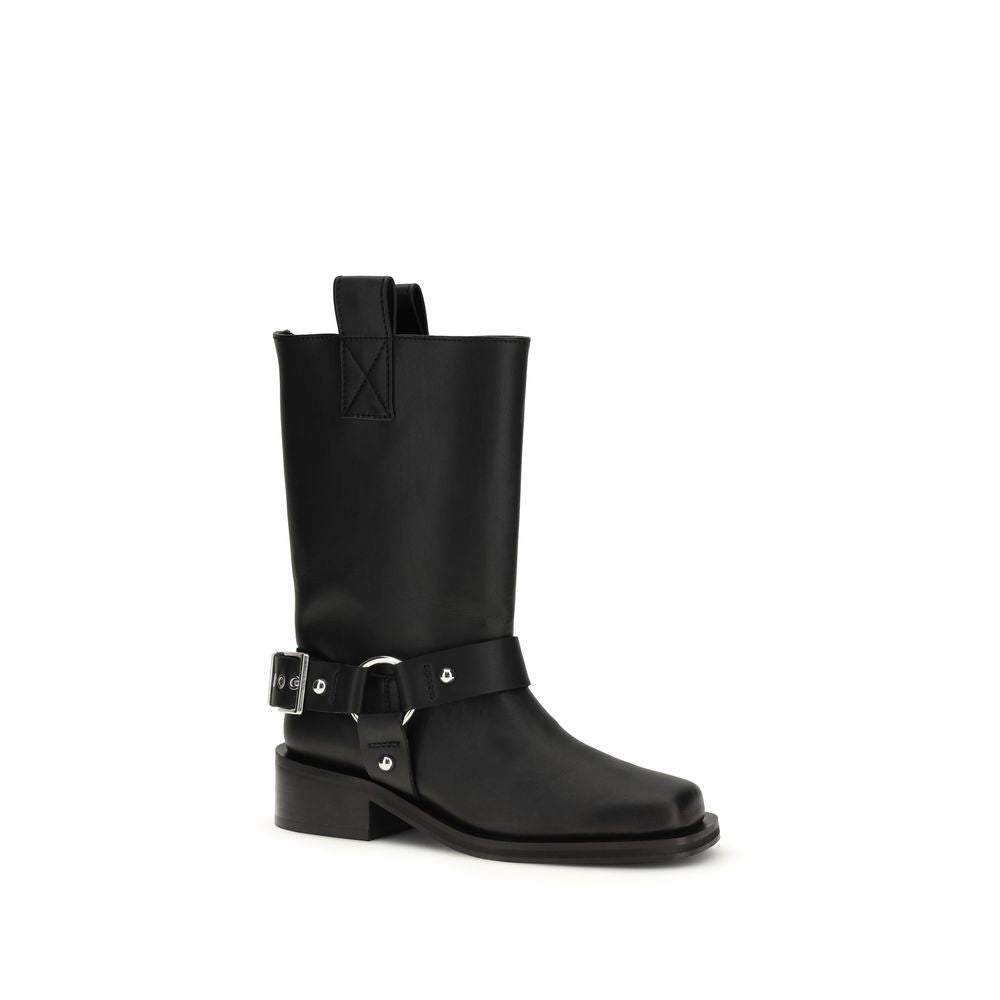 Bottes à lacets Ganni en cuir de veau noir
