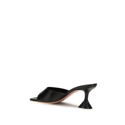 Sandales à talons aiguilles Amina Muaddi en cuir de veau noir Bos Taurus