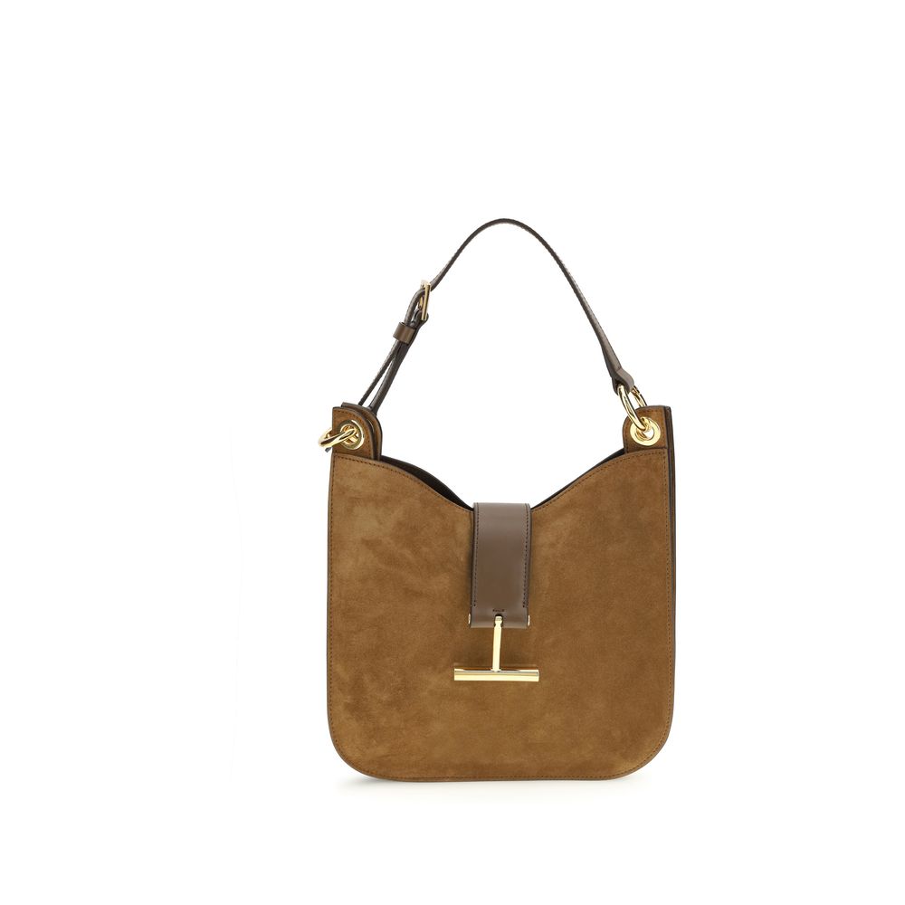Borsa a Spalla Tom Ford in Pelle di Vitello Marrone Bos Taurus