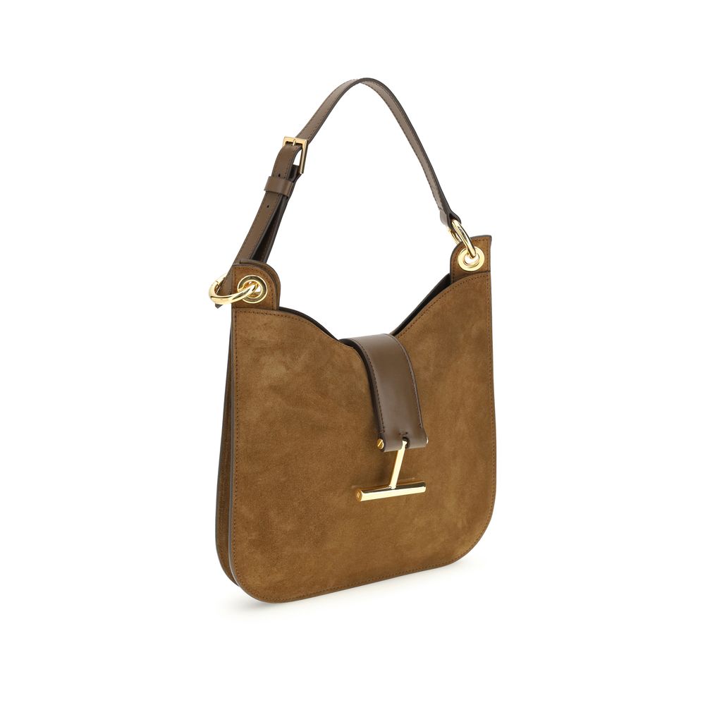 Borsa a Spalla Tom Ford in Pelle di Vitello Marrone Bos Taurus