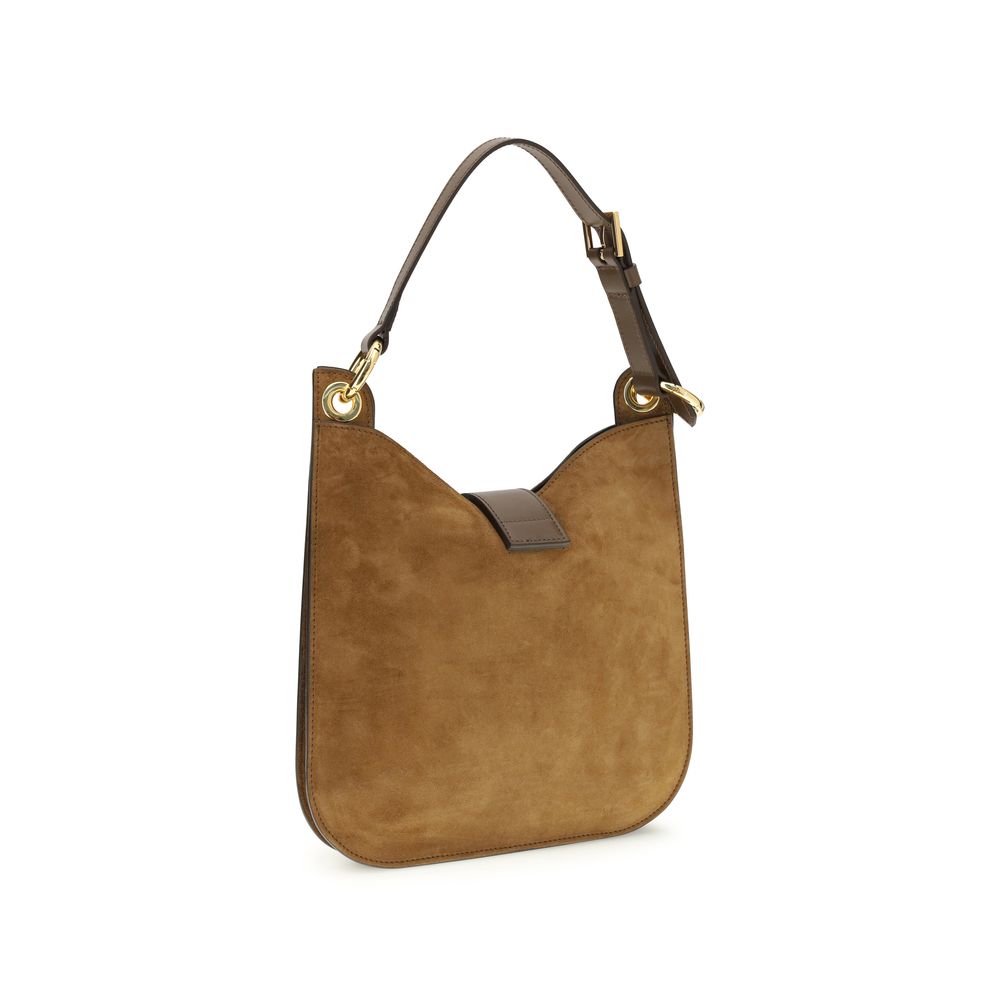 Borsa a Spalla Tom Ford in Pelle di Vitello Marrone Bos Taurus