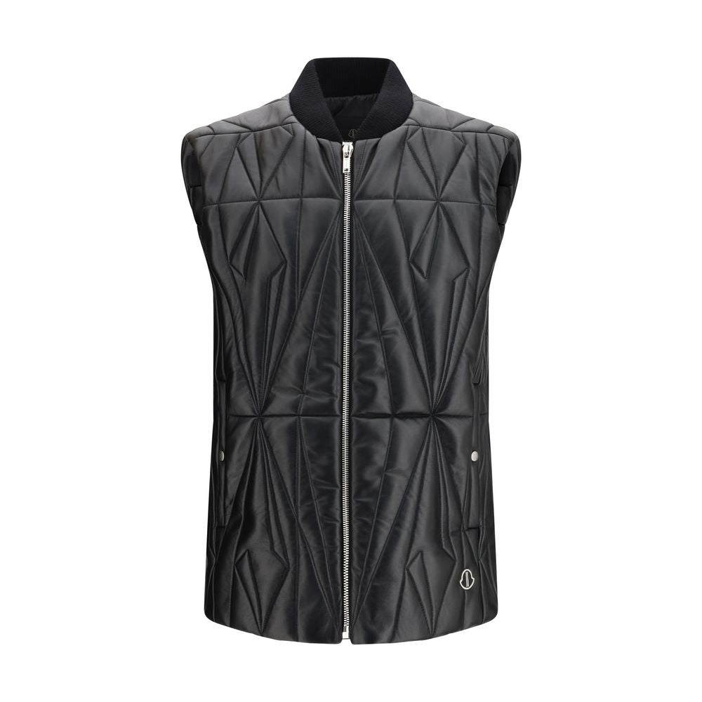 Moncler x Rick Owens Gilet Nero Senza Maniche in Agnello Ovis Aries Aries