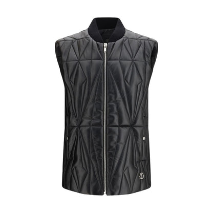 Moncler x Rick Owens Gilet Nero Senza Maniche in Agnello Ovis Aries Aries
