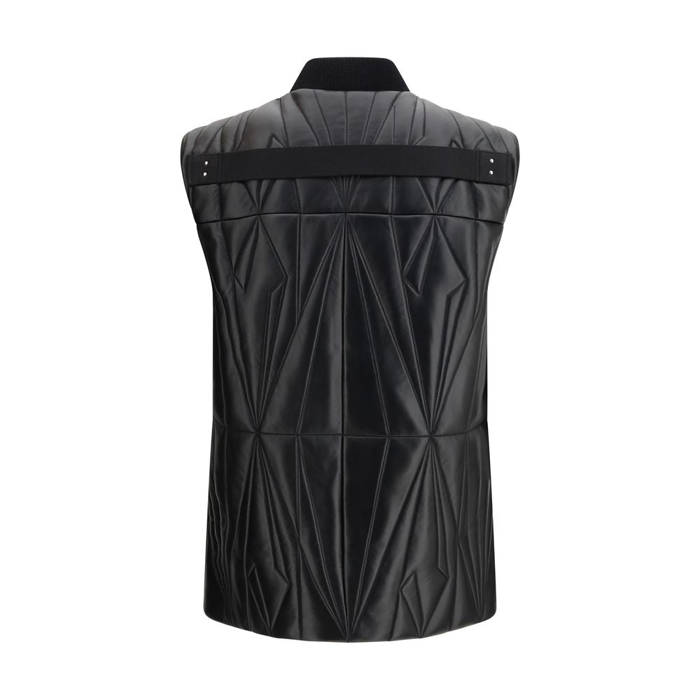 Moncler x Rick Owens Gilet Nero Senza Maniche in Agnello Ovis Aries Aries