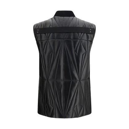 Moncler x Rick Owens Gilet Nero Senza Maniche in Agnello Ovis Aries Aries