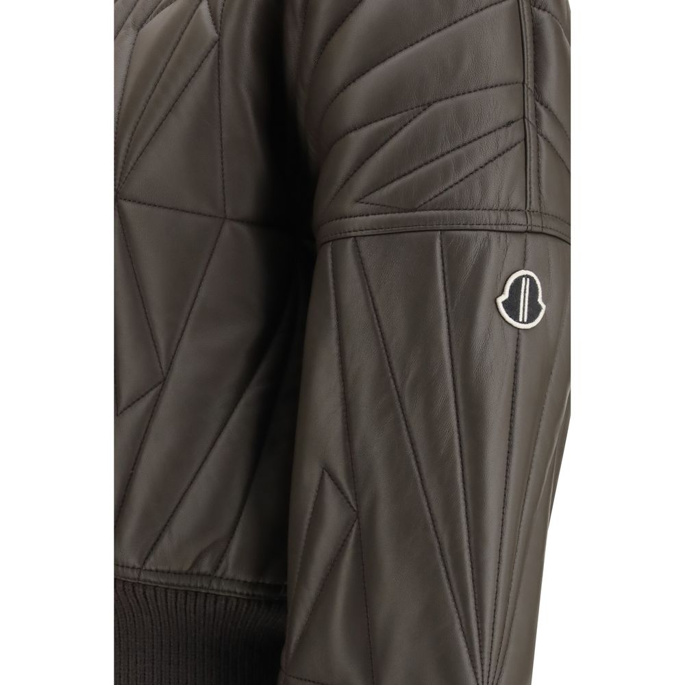 Moncler x Rick Owens Bomber Marrone in Pelle di Agnello Ovis Aries Aries