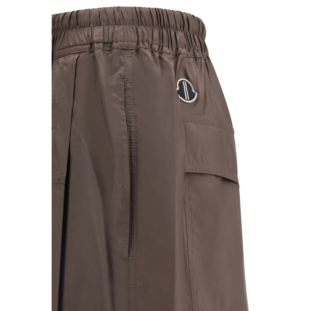 Shorts bermuda Moncler x Rick Owens in poliestere marrone