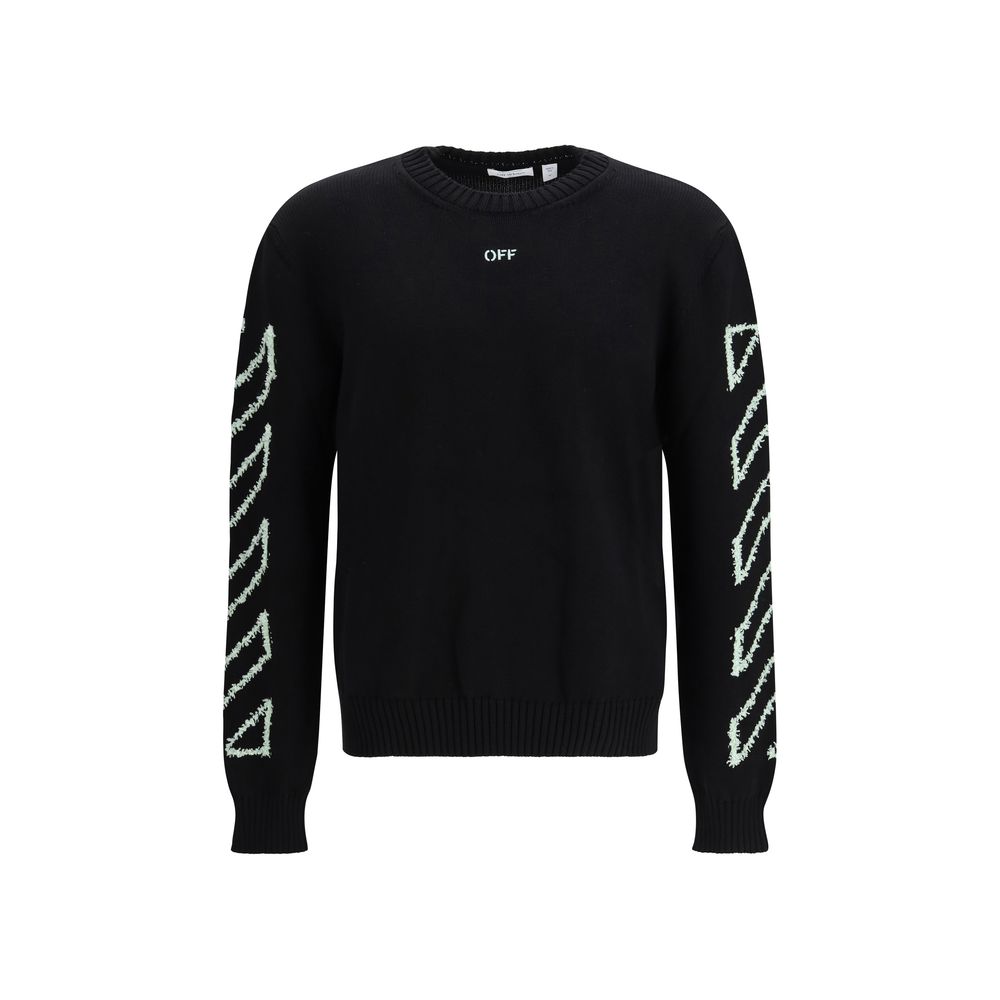 Felpa Nera in Cotone Off-White