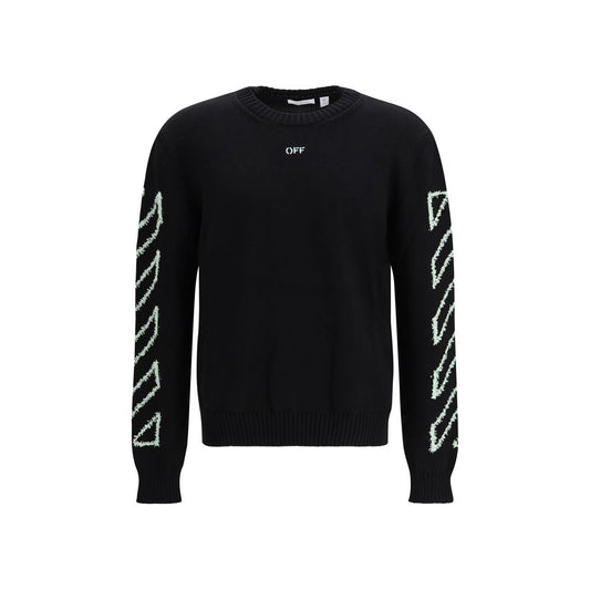 Felpa Nera in Cotone Off-White