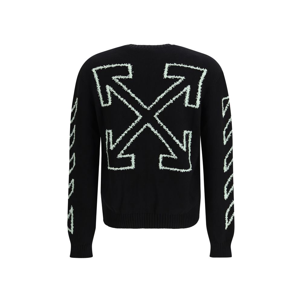Felpa Nera in Cotone Off-White