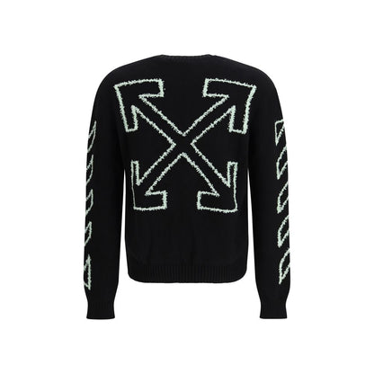 Felpa Nera in Cotone Off-White