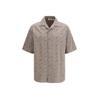 Camicia a maniche corte Off-White beige in viscosa