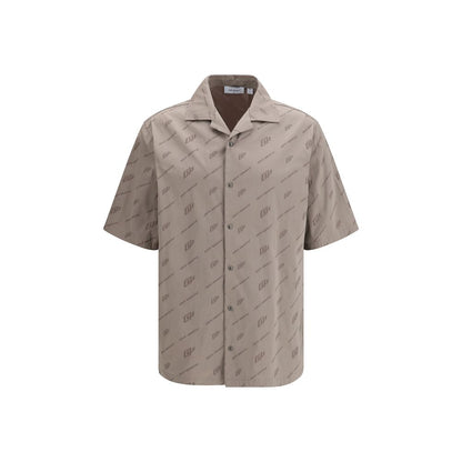 Camicia a maniche corte Off-White beige in viscosa