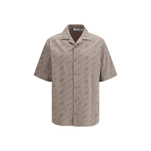 Camicia a maniche corte Off-White beige in viscosa