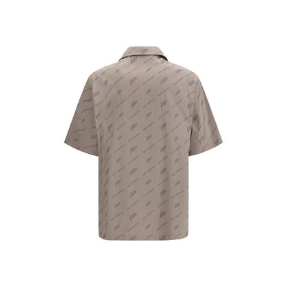 Camicia a maniche corte Off-White beige in viscosa