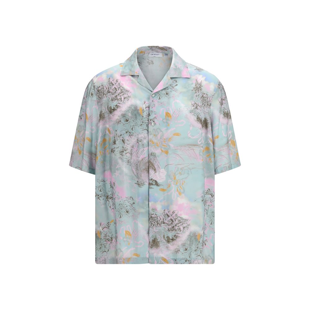 Camicia in viscosa fantasia Off-White