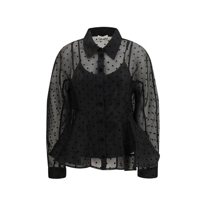 Chemise à motifs Ganni noire en polyester recyclé