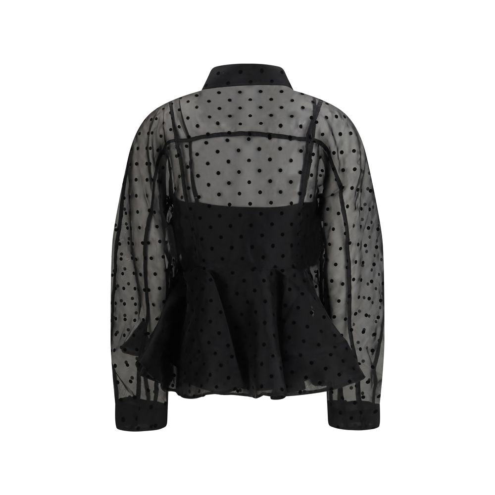 Chemise à motifs Ganni noire en polyester recyclé