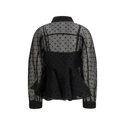 Chemise à motifs Ganni noire en polyester recyclé