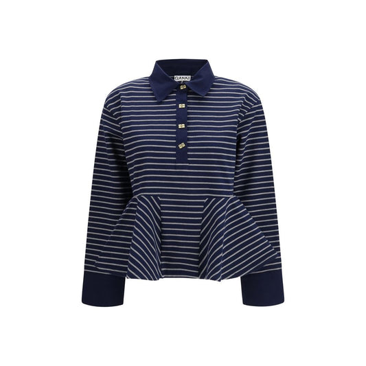 Polo Ganni in cotone blu