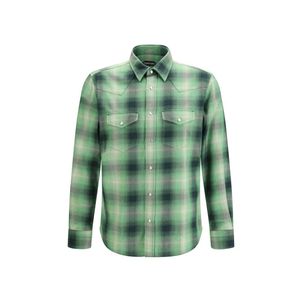 Camicia fantasia in cotone bicolore Tom Ford