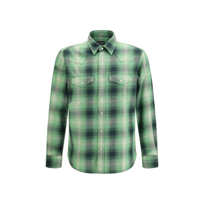 Camicia fantasia in cotone bicolore Tom Ford