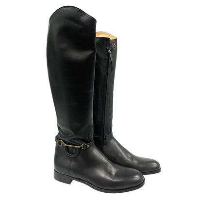 Bottes Borbonese en cuir noir pour femme