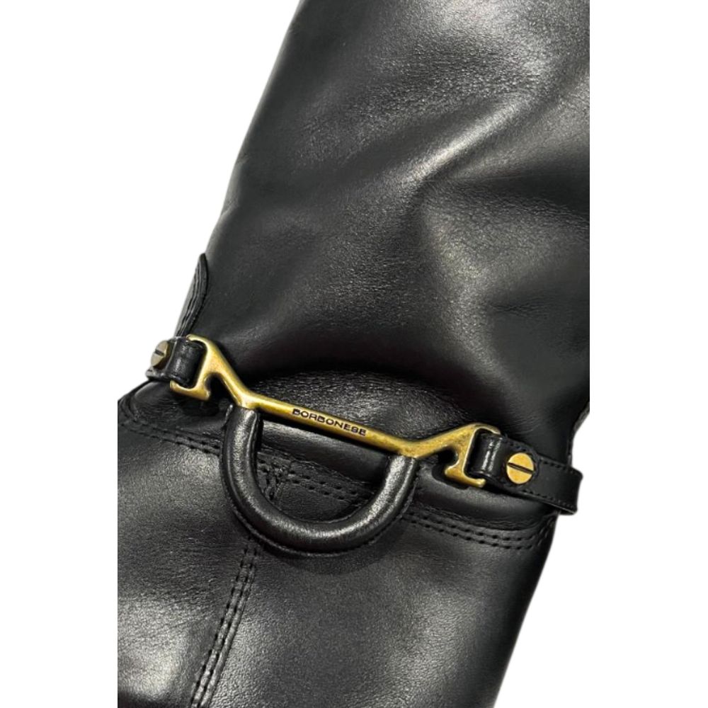 Bottes Borbonese en cuir noir pour femme