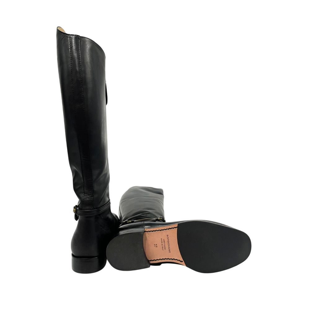 Bottes Borbonese en cuir noir pour femme