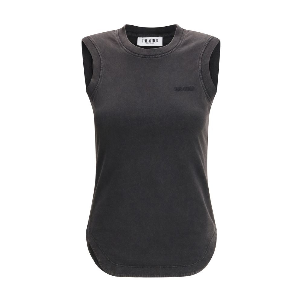 T-shirt sans manches en coton noir The Attico