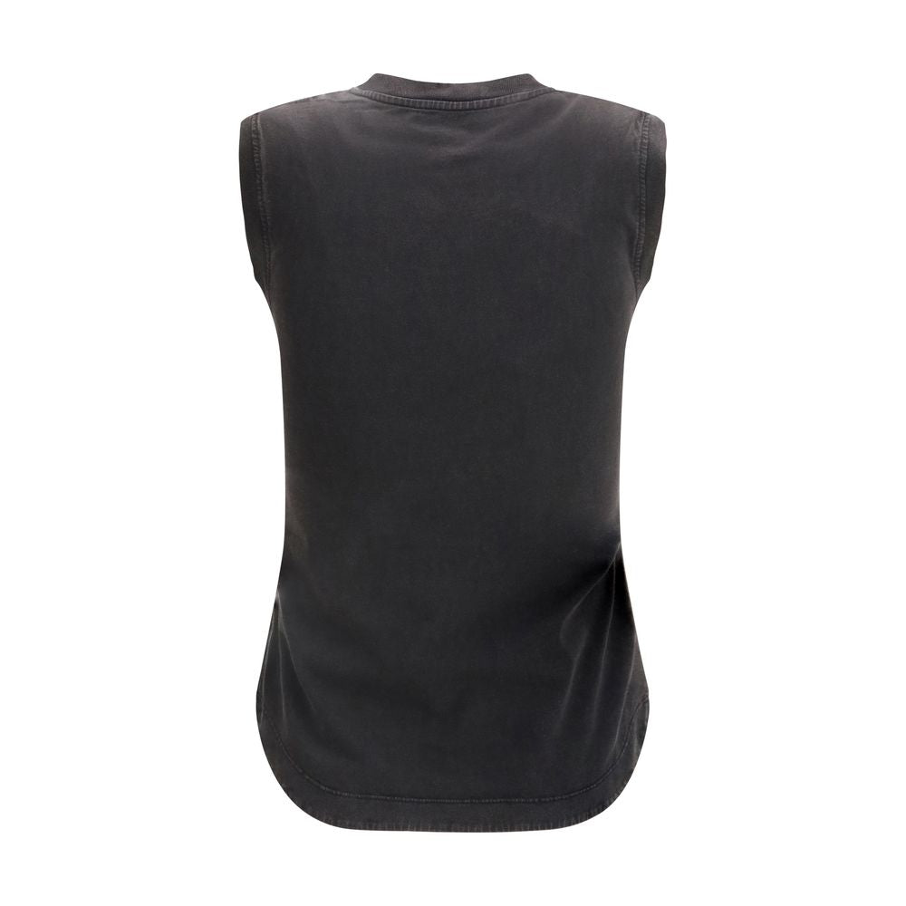 T-shirt sans manches en coton noir The Attico