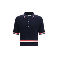 Polo in cotone blu Thom Browne