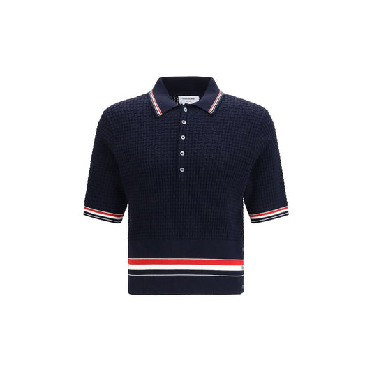Polo in cotone blu Thom Browne