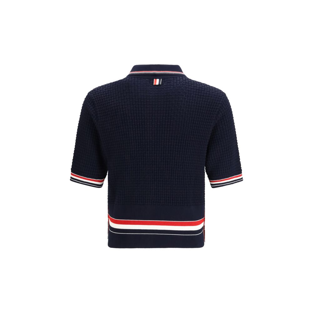 Polo in cotone blu Thom Browne